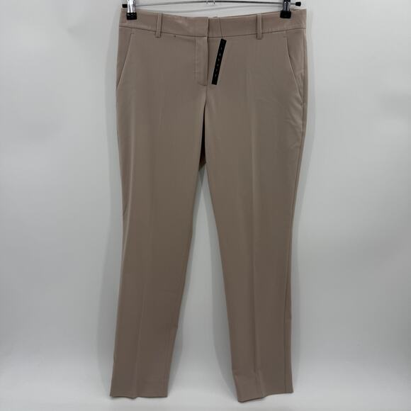 New THEORY Womens Wool Trouser Pant Size 8 Testra Khaki Tan Straight Leg Stretch - Picture 1 of 11